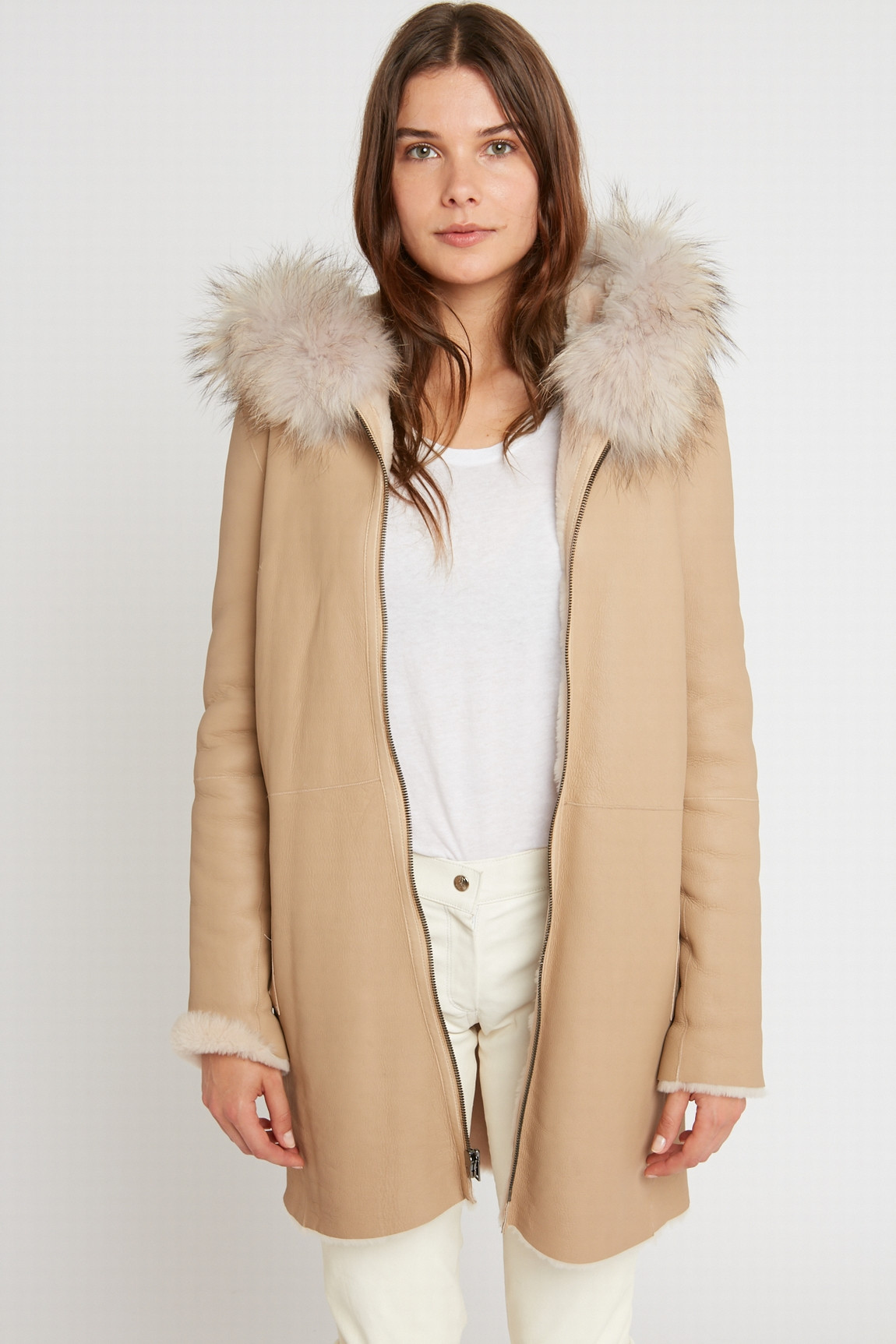 MANTEAU EN PEAU RETOURNÉE LIVY SOFT