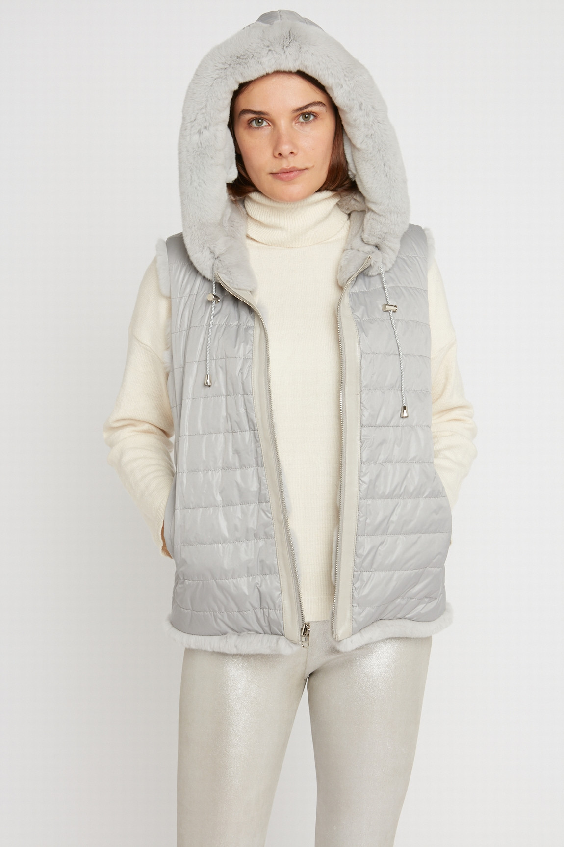 REVERSIBLE RABBIT FUR VEST DELIZIA REX