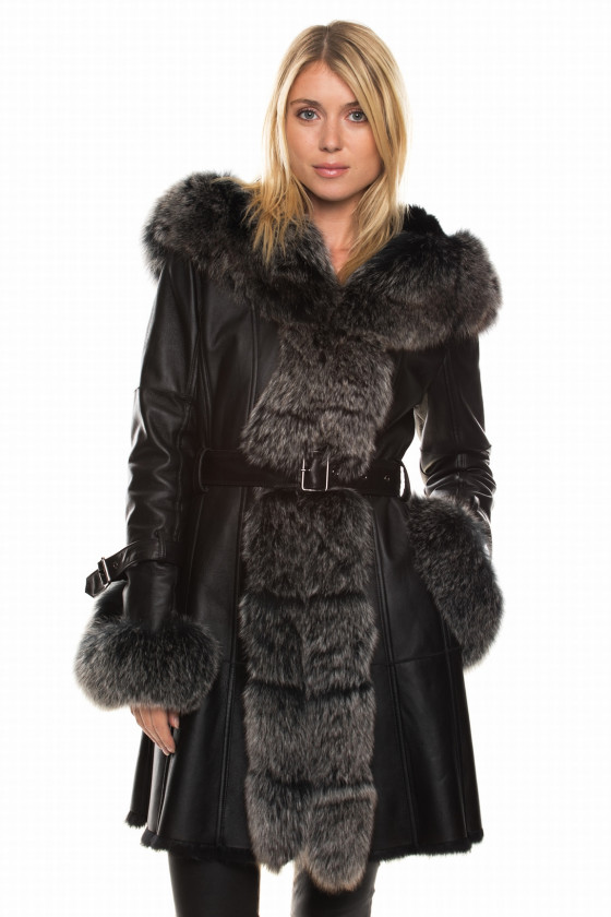 RABBIT FUR COAT W/ FOX JERSEY