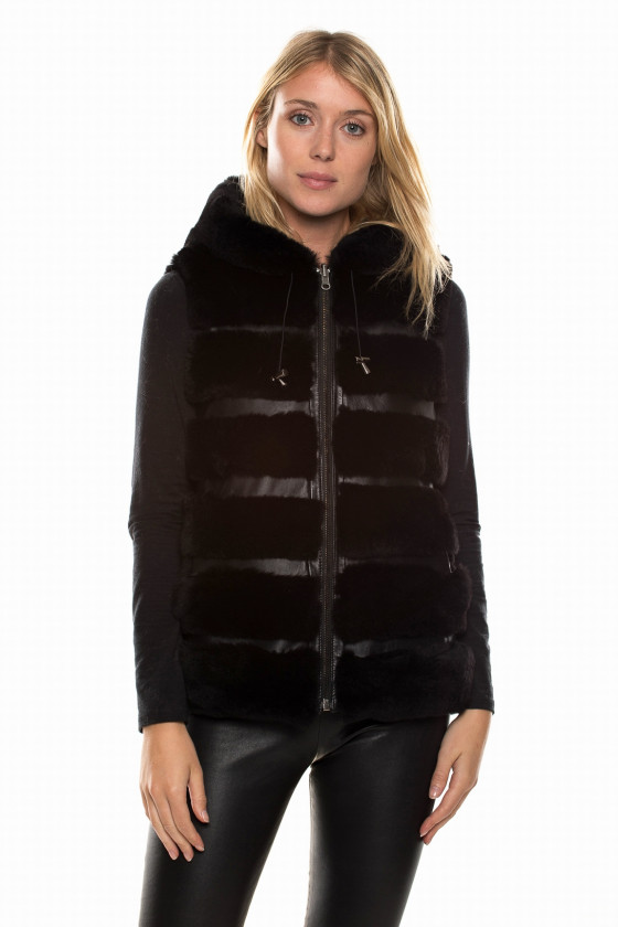 REVERSIBLE RABBIT FUR VEST DELIZIA REX