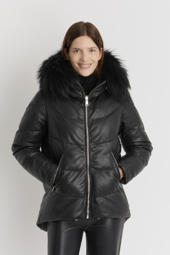 DOUDOUNE EN CUIR MATELASSÉE AVRIL