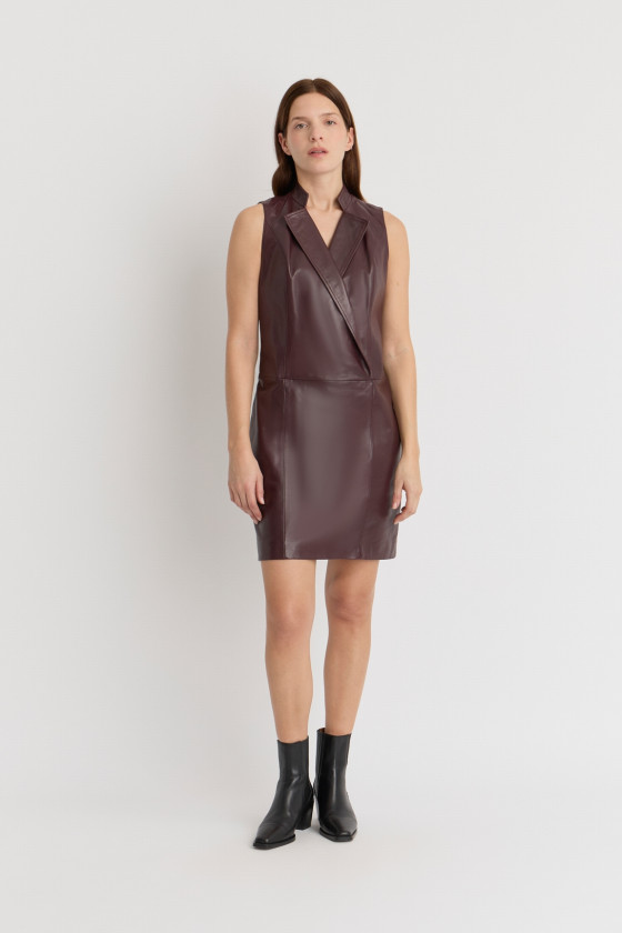 ROBE COURTE EN CUIR COL BLAZER COSMOS