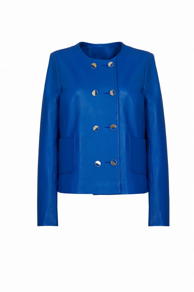 VESTE EN CUIR COURTE CROISEE RIXIE WAXY